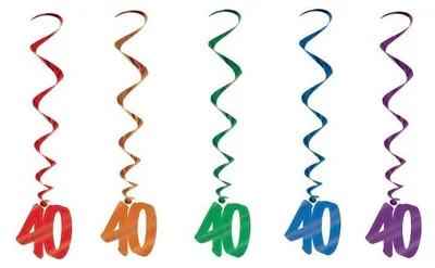Produktbild von 5 bunte Swirl Girlanden Zahl 40