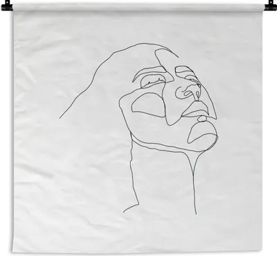 Produktbild von MuchoWow® Wandteppich Wandbehang Frau - Porträt - Minimalismus 60x60 cm Tapisserie Dekoration Wandtuch - Dekorationen - Wand Decke