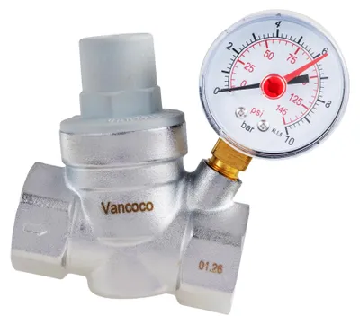 Druckregler 1 Zoll DN25 mit Manometer, Messing, Siebfilter