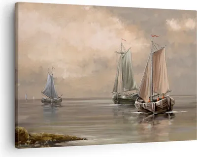 Produktbild von Bild auf Leinwand - Leinwandbild - Meer Boot Fischer - 70x50cm - Wand Bild - Wanddeko - Wandbilder - Leinwanddruck - Bilder - Kunstdruck - Wanddekoration - Leinwand bilder - Wandkunst - AA70x50-3514