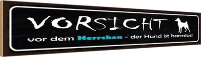 Produktbild von vianmo Holzschild 10x46 cm Vorsicht Herrchen Hund harmlos Tier Haustier