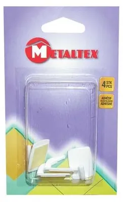 Produktbild von Metaltex Vierkante Plakhaken 4 Stuks Wit