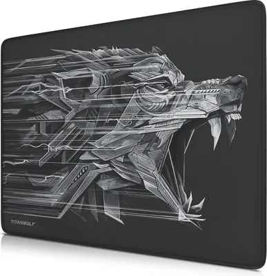 Zdjęcie produktu dla Podkładka pod mysz do gier Titanwolf XL, 440 x 350 mm z materiałową powierzchnią, gumowany spód, motyw wilka