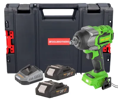Produktbild von Procraft PWA36bb Akku Schlagschrauber 20 V 850 Nm 1/2" Brushless + 2x Akku 2,0 Ah + Ladegerät + RHINO Toolcase
