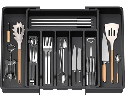 Produktbild von Verstellbare Besteckorganizer - große Kapazität - 1 Stück - hochwertiges Material