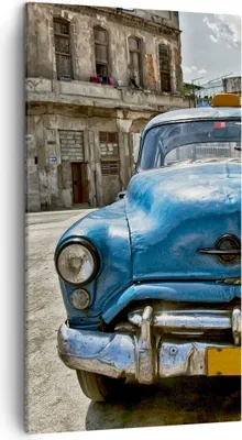 Produktbild von Bild auf Leinwand - Leinwandbild - Auto Retro Kuba Havanna - 45x80cm - Wand Bild - Wanddeko - Leinwanddruck - Bilder - Kunstdruck - Wanddekoration - Leinwand bilder - Wandkunst - PA45x80-2461