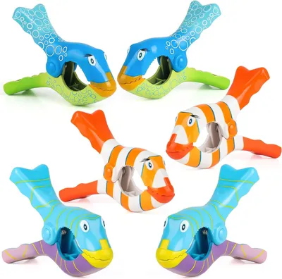 Produktbild von Famanu Handtuchklemmen im bunten Fischdesign - Set mit 6 Stück