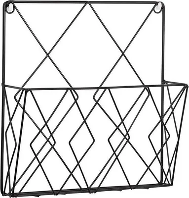 Produktbild von Wandregal, Bücherregal, Zeitschriftenhalter, Wandhalterung für A4-Formate, Metall, Schwarz, einfach zu installieren, Organizer für Büro und Wohnzimmer