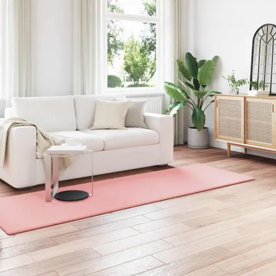 Image de vidaXL Tapis antidérapant en Fourrure artificielle de lapin OLITE Rose