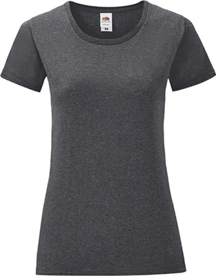 Produktbild von Fruit of the Loom 61-432-0 | Damen Iconic T, 100% gekämmte, ringgesponnene Baumwolle - Farbe: Dark Heather Grey - Größe: M