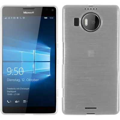 Produktbild von PhoneNatic Case kompatibel mit Microsoft Lumia 950 XL - weiß Silikon Hülle brushed + 2 Schutzfolien