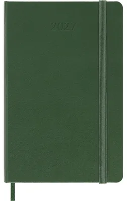 Productafbeelding van Moleskine notitieplanner voor 12 maanden, 2027, formaat pocket/A6, 1 week = 1 pagina, rechterpagina met lijnen, harde kaft, kleur: myrtengroen