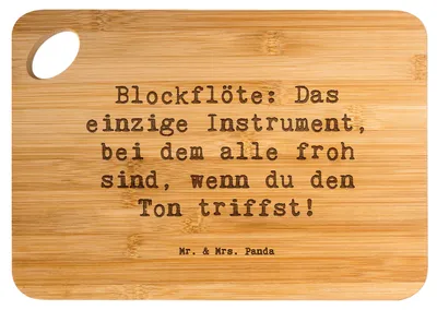 Produktbild von Mr. & Mrs. Panda Schneidebrett Spruch Blockflöte Freude - Transparent - Geschenk, Musik, Musikausbildung, Lernkurve, Instrument, Holzbrettchen, Musiker, Brett, Holzbrett