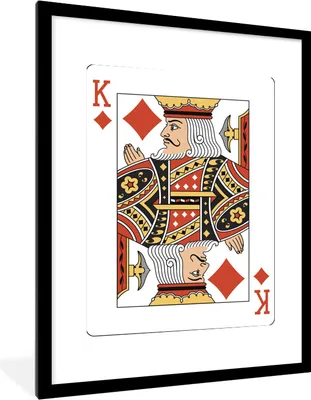 Produktbild von MuchoWow® MuchoWow® Gerahmtes Poster Illustration einer Karo-König-Spielkarte 60x80 cm - Poster mit zchwarzem Bilderrahmen - Wohnzimmer - Dekorationen - Prämie