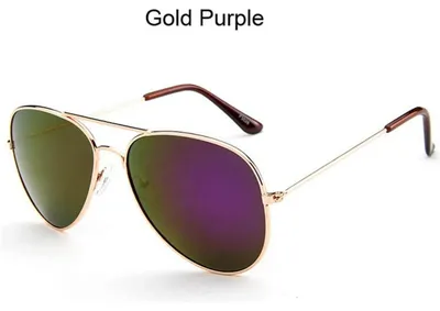 Goldene Piloten-Sonnenbrille mit lila Spiegelgläsern