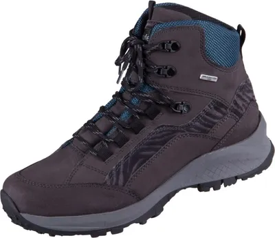 A single brown hiking boot is shown against a white background.