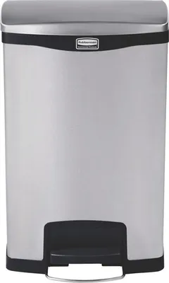 Image de Rubbermaid - Poubelle Slim Jim Step On Container Front Step en acier inoxydable 50 litres - Acier inoxydable - Acier inoxydable mat, noir