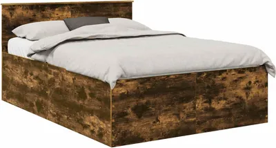 Immagine prodotto di Telaio per letto con testiera in legno effetto noce, dimensioni 150 x 200 cm