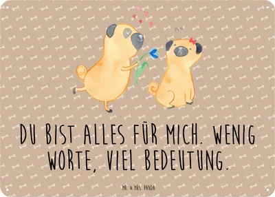 Produktbild von Mr. & Mrs. Panda Blechschild Mops Verliebt DIN A3 - Hundeglück - Geschenk, Sprüche, Retro, Pure Liebe, Hund, Freund, tafel, Wandbild, Partner, wandtafel, Knuffig, Schild