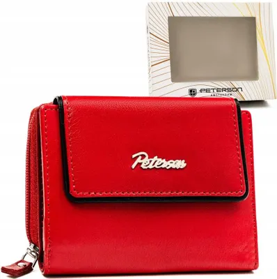 Produktbild von Kleine Damenbrieftasche aus Leder mit Druckknopf und Reißverschluss - Peterson