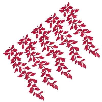 5 rote Blatt-Aufnäher mit Pailletten, 23,5 cm, bestickt