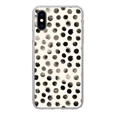 Produktbild von MuchoWow® Handyhülle Schutzhülle Hülle für iPhone X Polka dots - Schwarz - Weiß Silikon Softcase Handy Hülle - Handyhülle