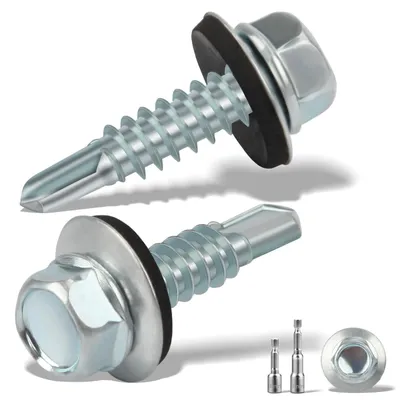 Obrázok produktu pre Elzusha - 300 kusov pozinkovaných samorezných skrutiek (4,8 x 19 mm) s tesniacim krúžkom