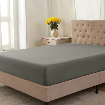 Produktbild von Spannbettlaken 200 x 200 cm, 100 % Baumwolljersey, für Matratzen bis 25 cm Höhe, dunkelgrau