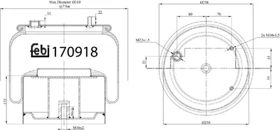 Immagine prodotto di Soffietto a molla, sospensione pneumatica FEBI 170918