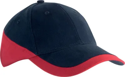 Produktbild von K-Up Uni Kappe Panel Cap Baseball Cap Combed Baseballcap Basecap, Größe:U, Farbe:Navy/Red
