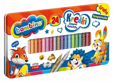Image de Crayons en argile kaolin 24 couleurs + taille-crayon Boîte métal Bambino