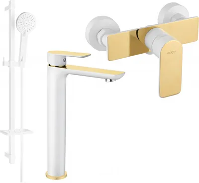 Produktbild von Mexen Alfa DQ40 Brausegarnitur, Weiß/Gold - 745714DQ40-25