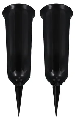 2er-Set schwarze Friedhofsvasen aus Kunststoff, 25 cm