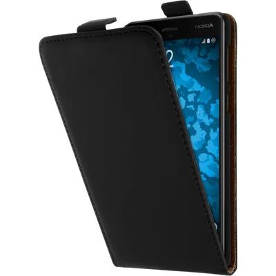 Produktbild von PhoneNatic Kunst-Lederhülle kompatibel mit  Nokia 8 - Flip-Case schwarz Cover