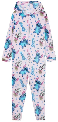 Produktbild von Disney Stitch Jumpsuit Mädchen, kuscheliger Onesie mit Kapuze - Geschenke für Kinder (Mehrfachstich, 11-12 Jahre)