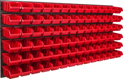 Obrázek produktu pro Nástěnný panel na nářadí 173,4 x 78 cm s 84  ks. Krabice závěsný Červené Boxy Skladovací systém