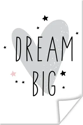 Produktbild von MuchoWow® Poster Zitate - Großer Traum - Herz - Sterne - Illustration - Kinder 120x180 cm - Kunstposter