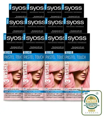 Immagine prodotto di 12 spray coloranti per capelli Syoss Color Blond Pastel Touch P1, color rosa pastello - confezione da 12 pezzi