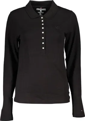 Produktbild von TOMMY HILFIGER DAMEN LANGARM POLOSHIRT SCHWARZ : Farbe - Schwarz, Größe - S Größe: S Farbe: Schwarz