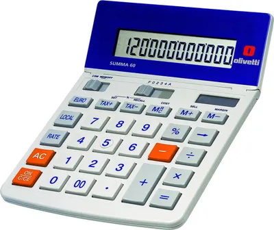 Produktbild von Olivetti Summa 60 Taschenrechner Desktop Finanzrechner Blau, Rot, Weiß
