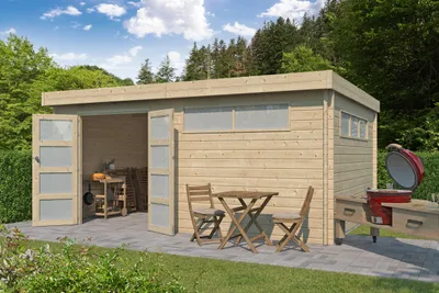 Produktbild von Flachdach Gartenhaus Modell Nelo 44 E