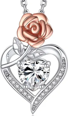 Image de Moissanite Collier Cœur Argent 925 Pendentif Rose Boîte cadeau