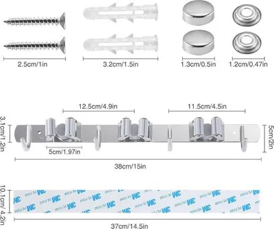 Produktbild von Famanu Werkzeughalter 2 Stück - 6 Fächer 8 Haken - Für die Wand - Selbstklebend - Gartenwerkzeuge - Schrauben - Bohrbar