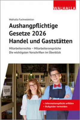 Obrázok produktu pre Aushangpflichtige Gesetze 2026 Handel und Gaststätten