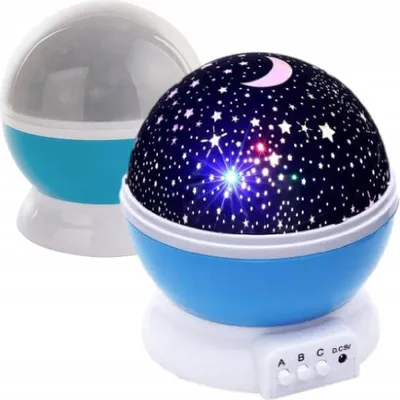 Obrázek produktu pro Hvězdný Projektor Noční Světlo Změna Barvy, 360° Rotace Usb/4Xaa Modrá