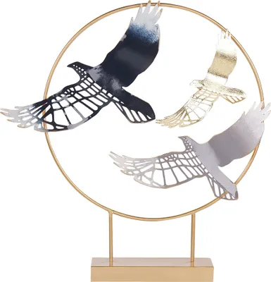 Produktbild von BELIANI Dekofigur Gold u. Blau Metall 56 cm Hoch Vögel Modernes Design Handgemacht mit Standfuß Wohnzimmer Schlafzimmer Esszimmer Flur Küche Dekoration