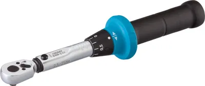 A professional studio shot of a torque wrench against a white background.