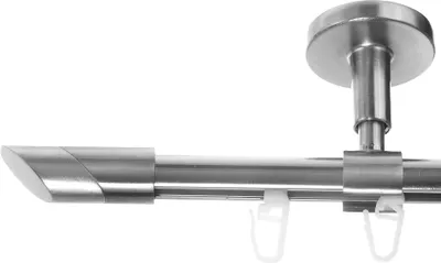 Produktbild von BASIT® Innenlauf Gardinenstange Edelstahl Look 16mm Deckenträger 1-läufig modern Schräge D70 E13