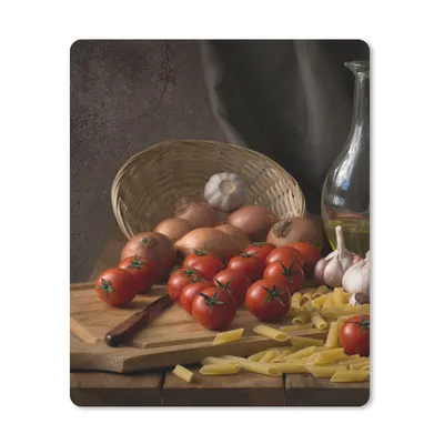 Produktbild von MuchoWow® Mauspad Mousepad Schneidebrett - Gemüse - Stillleben - Pasta - Aus - Tomate - Schneidebrett 30x40 cm - Mousepads - Maus Mat - Pad - Mausunterlage - Mausmatten