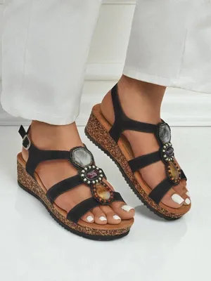 Produktbild von Royalfashion Damen Keilsandalen mit Steinen Grace Shine, Größe 37